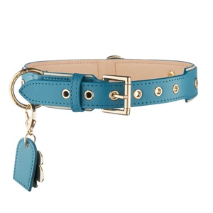 Großhandel Custom Premium Metalls chnalle Leder Hunde halsband Luxus Haustier Halsband Designer Leder Hundes chock Halsbänder - Product Image 4