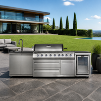 Cuisine extérieure modulaire, barbecue au gaz, acier inoxydable 304 avec allumage électronique, évier et réfrigérateur