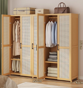 Armadio Moderno di Lusso in Bambù Fatto a Mano con Ante a Battente in Bambù, Guardaroba Sostenibile per Camera da Letto e Soggiorno - Product Image 6