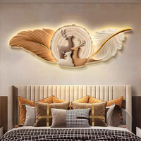 Usine directe paysage décoratif Art impression UV acrylique plume horloge peinture mur art LED amélioration de l'habitat lumières