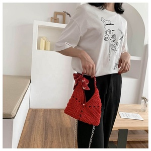 <span class=keywords><strong>Sac</strong></span> à main en laine, petit <span class=keywords><strong>sac</strong></span> à bandoulière, fermeture crochet, nœud papillon, tricot fil - Product Image 4