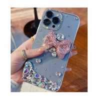 Étui de téléphone portable DIY de luxe avec nœud papillon en cristal brillant pour iPhone 16 15 14 13 12 Samsung
