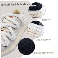 10mm Largeur Blanc Noir Rose Épais Corde Lacets Chunky Twisted Rond Coton Lacets pour AF Sneaker