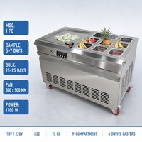 Machine commerciale à glace frite, machine à rouleaux de crème glacée 1100W, plaque froide thaïlandaise, poêle plate, OEM ODM, fournisseur d'usine en gros