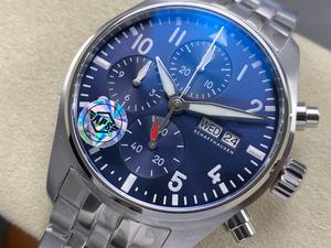 Reloj Mecánico de Lujo de Súper Calidad 41mm APS Factory Cal. Reloj de Piloto Multifuncional Cronógrafo Azul con Movimiento 69385 IW388102 - Product Image 3