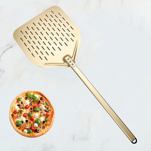 Ossido di alluminio oro usa e getta per <span class=keywords><strong>Pizza</strong></span> quadrato 14 pollici manico in legno pala per <span class=keywords><strong>Pizza</strong></span> per ristoranti cucina strumento di cottura - Product Image 1