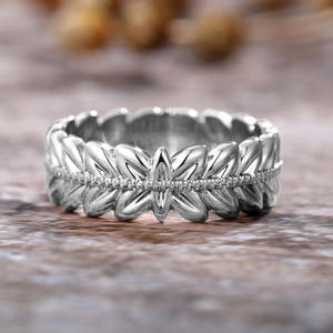 F683 <b>Rose</b> <b>Gold</b> Plated Leaf Pattern Alloy <b>Ring</b> Unisex Fashion Jewelry Gift for Women <b>Men</b> - Product Image 4