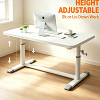 Bureau d'ordinateur portable mobile réglable en hauteur avec roulettes, table d'appoint pour lit et canapé, bureau de travail portable sur roulettes