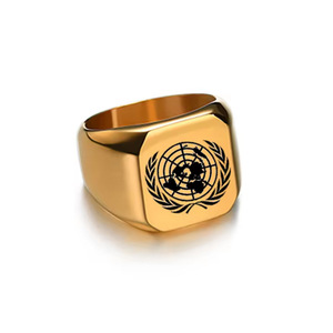 Bague en acier inoxydable carrée géométrique imprimée couleur, style européen <span class=keywords><strong>et</strong></span> américain, personnalisable, tendance, DIY, gravée au laser - Product Image 2