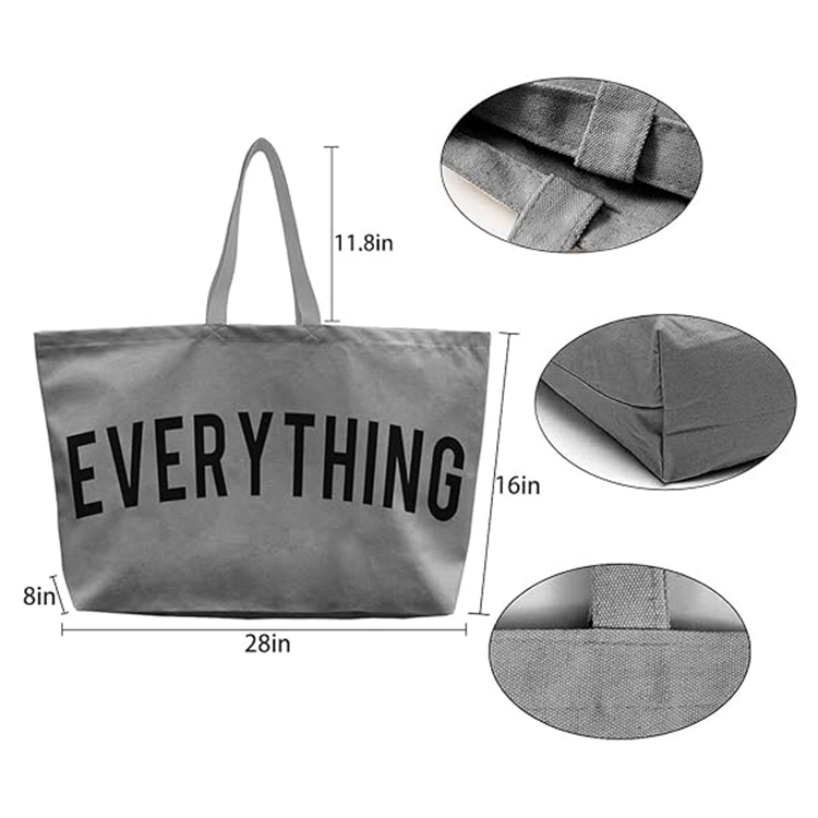 Popular Design Extra Heavy-weight Large Personalized Cotton Grocery Everything Oversized Canvas Tote Bag for Shopping