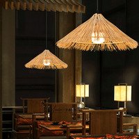 Lustre en rotin japonais, chapeau de paille, coquillage, nid d'oiseau, rétro, salle à manger, séjour, restaurant, fondue