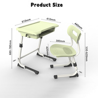 Meubles de classe scolaire à hauteur réglable, bureau d'élève, table et chaises pour l'école primaire, ensemble de bureau et chaise scolaire en ABS