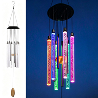 Carillon solaire à tube lumineux, carillons solaires LED à changement de couleur, lumière suspendue extérieure étanche pour la décoration de jardin et de patio
