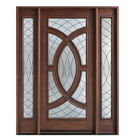Chine Fournisseur Usine Prix Luxe Villa D'entrée Principale En Bois Massif Pour Porte de Verre D'art de Conception