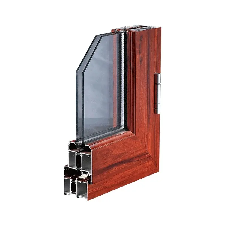 カスタムアルミ木製プリントプロファイル6063T5断熱窓枠ドアフレーム押し出し