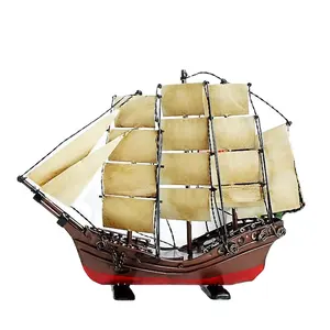 热卖金属工艺品复古地中海帆船模型桌面小饰品家居装饰船模