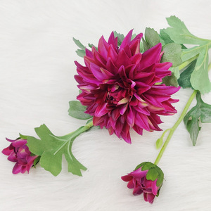 Nuevas Flores de Seda de Plástico con 3 Cabezas de Dalia, Alta Simulación, Decoración del Hogar, Uso en Exteriores - Product Image 3