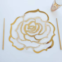 Sous-plat moderne en acrylique miroir découpé au laser pour la décoration de table de mariage ou d'anniversaire, assiette de présentation, sous-plat de mariage et coussinets