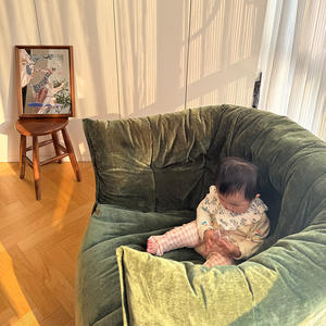 Sillón Brigandin, Sofá Individual Moderno y Minimalista, Sillón Puff de Tela, Relleno de Espuma Redonda, Sillón de Descanso para el Hogar - Product Image 3