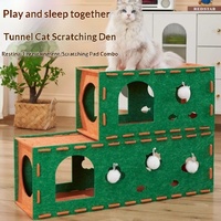 Lit pour chat en feutre, toutes saisons, résistant aux griffures, durable, respirant, chaud, combinant espace de couchage et tunnel de jeu, intérieur/extérieur