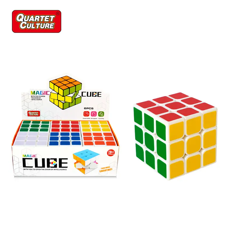 Kids Plastic Educational Cube Puzzle 3x3x3 Magic Game Cube Toy With PVC Frosted Sticker