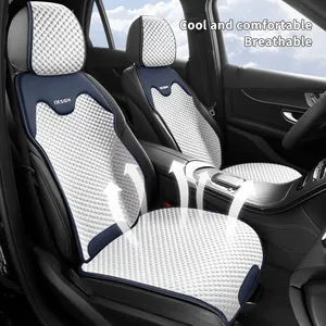 Muchkey - Almofada de assento de carro com refrigeração, novo design, confortável, respirável e ajustável, capas de assento de carro em seda gelada universal, ideal para todas as estações
