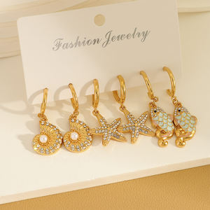 Set di gioielli con diamanti con borchie di stelle e stelle 18k stile spiaggia alla moda gioielli da donna in lega - Product Image 4