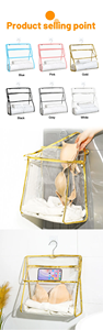 Durable Foldable Pvc <b>Storage</b> Waterproof Bathroom Organizer Shower Essentials Holder Hanging <b>Toiletry</b> Bag or Travel Accessories - Product Image 5