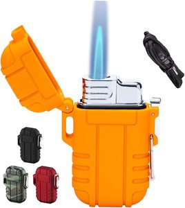 Encendedor de cigarrillos de Gas butano recargable con llama de chorro azul duradero, impermeable, a prueba de viento, antorcha de plástico portátil para fiesta, barbacoa, Camping - Product Image 6