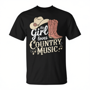 T-shirt This Girl Loves Country Music en coton noir unisexe pour adulte S M L XL XXL - Product Image 2