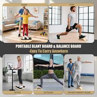Planche d'équilibre en bois 180 °/360 °, portable 6 angles réglables avec affiche d'entraînement, planche oscillante pour la physiothérapie