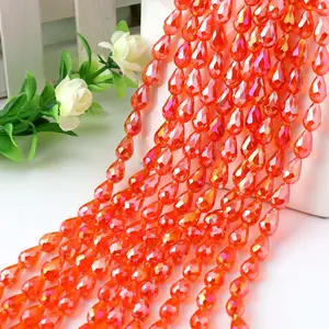 Wholesale Colorful Loose Glass Beads 6*8mm 8*12mm 10*15mm Waterdrop Crystal Glass Beads For Jewelry Making