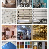 Carreaux de miroir en verre argenté Art Déco de luxe pour la décoration murale de salle de bain, normes européennes, tailles personnalisables, marque SINOY