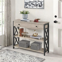 Console moderne à 3 niveaux avec 2 tiroirs, meuble extensible en bois pour villa, bar, salon, entrée, meuble de canapé