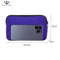 Sac de rangement portable en tissu de plongée pour maquillage et téléphone portable, personnalisable avec logo, pour femme, vente en gros
