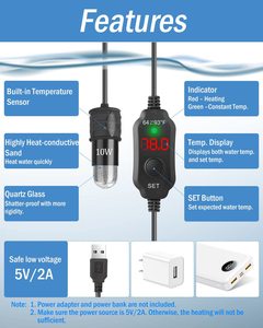 مدفأة غاطسة 10 واط ، مدفأة بلاستيكية فاخرة تعمل بمنفذ USB 5 فولت/2 أ ، مدفأة بيتا لحوض الأسماك الصغيرة لغرف المعيشة - Product Image 5