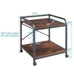 जे-मेच रोलिंग प्रिंटर कार्ट पोर्टेबल ऊंचाई समायोज्य भंडारण शेल्फ 2 टायर देहाती स्टील प्रिंटर टेबल - Product Image 2