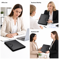 Portafolio de Negocios de Cuero PU Liso A4 con Logotipo Personalizado, Bolsa de Documentos Profesional con Asa, Organizador de Carpetas para Reuniones, Venta al Por Mayor