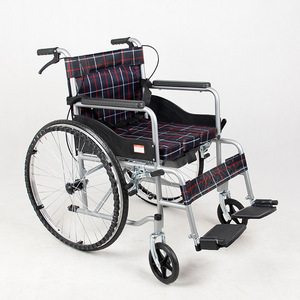 Fauteuil roulant manuel pliable en acier avec fonction toilette, léger pour personnes âgées, tissu Oxford à carreaux, 16 kg - Product Image 2