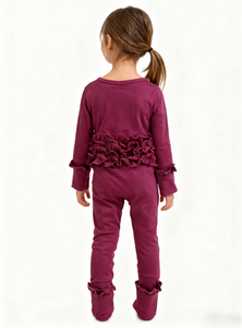 Combinaison en bambou pour bébés, nourrissons, tout-petits, garçons et filles, manches longues, fermeture éclair bidirectionnelle, combinaison à volants, pour dormir et jouer, respirante, séchage rapide - Product Image 3