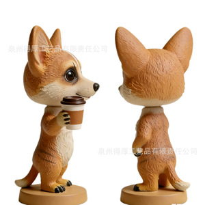 Coffee <b>Corgi</b> Figurine Plastic Resin Home Decor Living Room Desktop Craft <b>Gift</b> - Product Image 3