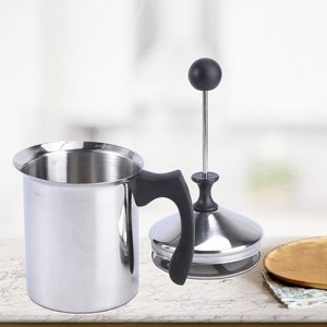 Espumador de Leche <span class=keywords><strong>Manual</strong></span> de Acero Inoxidable 304 de 400 ml/800 ml, Bomba <span class=keywords><strong>Manual</strong></span> Ergonómica para Crema en Polvo, Jarra para Leche, <span class=keywords><strong>Arte</strong></span> Latte, para Capuchino - Product Image 1