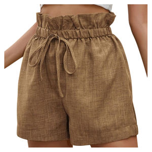 Short en lin de haute qualité pour femme avec poches Tissu naturel quantité minimale de commande bas - Product Image 2