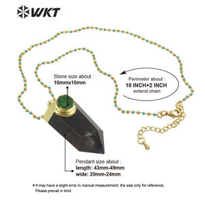 Collier charmant à quartz fumé plaqué or 18k avec pointe de quartz hexagonale druzy, collier à quartz populaire, WT-N1289 - Product Image 6