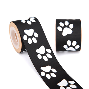 2 дюймов с собаки лапы корсажная анималистичным принтом 50 мм черный полиэстер GrosGrain следы лап лента - Product Image 2
