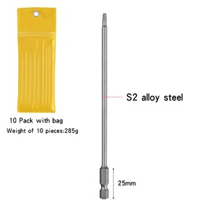 Punta de Destornillador <span class=keywords><strong>Torx</strong></span> T10 de 200 mm de Largo, Vástago Hexagonal de 1/4 de Pulgada, Acero de Aleación S2, Fuerte Magnético, para Reparación de Electrónica en Orificios Profundos - Product Image 6
