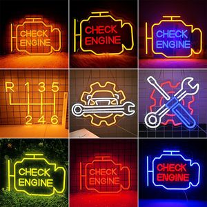 Неоновая вывеска «Check <span class=keywords><strong>Engine</strong></span>» из акрила на заказ, декор для гаража, настенное искусство, для автолюбителей, мужской уголок, автомастерская, ремонтный цех - Product Image 4