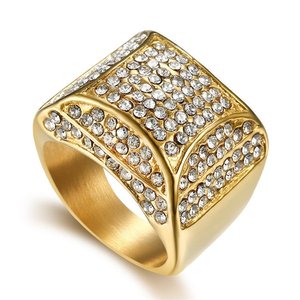 Bán Chạy Trang Sức Thời Trang Châu Âu Nhẫn Zircon <span class=keywords><strong>Charm</strong></span> Kim Tự Tháp Cho Nam Nhẫn Cưới Bằng Thép Không Gỉ Vàng Bạc - Product Image 1