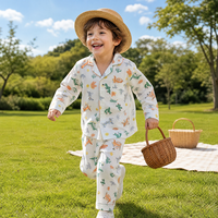 Tissu en coton imprimé numérique personnalisé, écologique, motif dinosaure et cactus, doux, respirant et respectueux de la peau, idéal pour les ensembles cadeaux bébé, les barboteuses et les vêtements pour enfants.