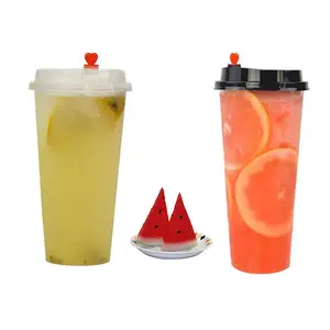 Factory Wholesale 32oz Clear Disposable PP Juice Cup With Lid and Custom Logo Plastic Coffee Cup